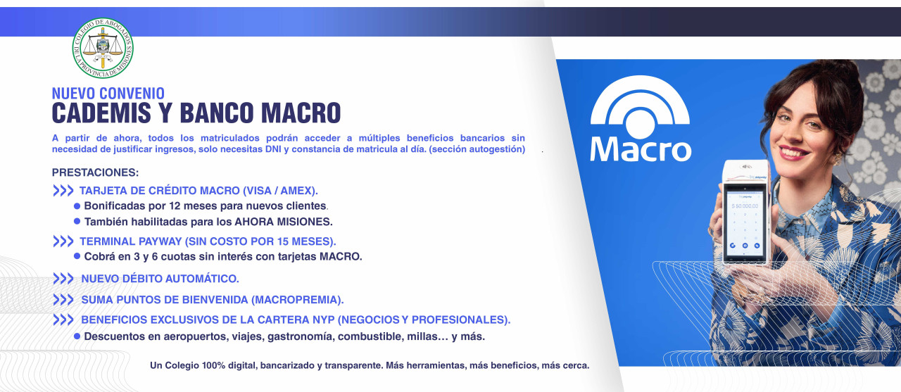 NUEVO CONVENIO entre CADEMIS y Banco Macro