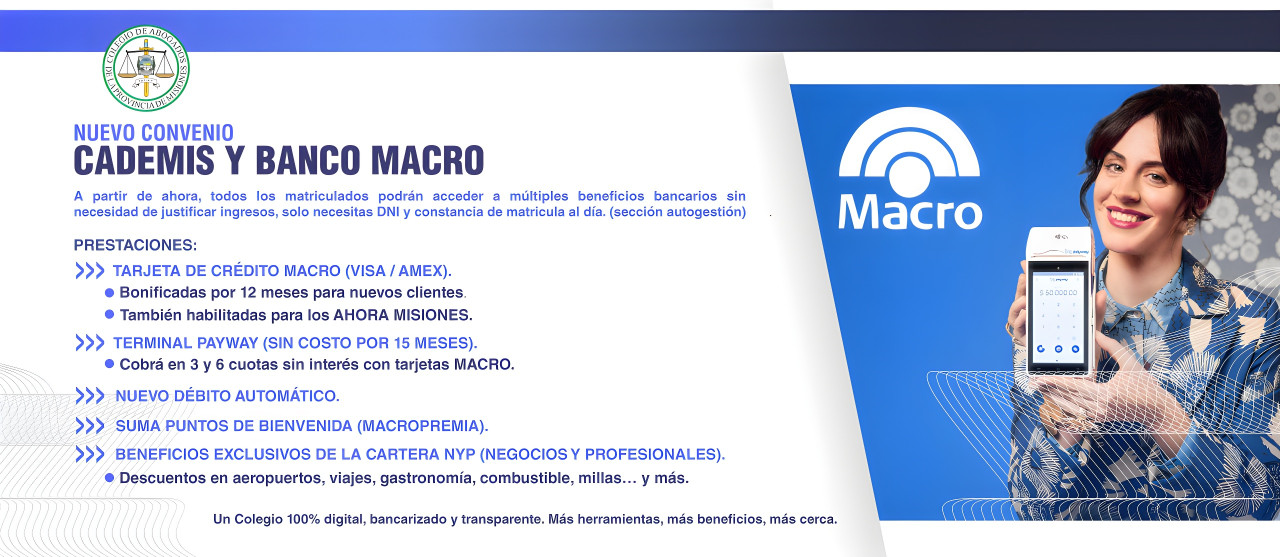 NUEVO CONVENIO entre CADEMIS y Banco Macro